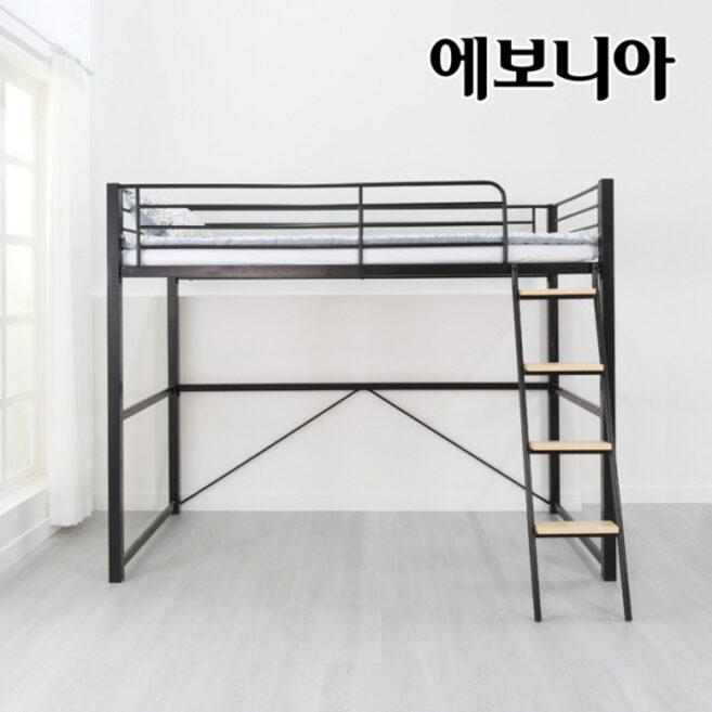 [15조한정 추가할인+원목발판증정] 에보니아 메리트 벙커침대 기본형 프레임 매트제외 성인겸용벙커 (싱글/슈퍼싱글 선택), 프레임 블랙 S할인