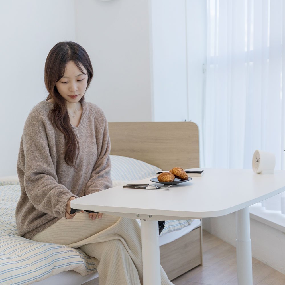 롱코 모션테이블 전동 거실 테이블 높이조절 좌식 모션데스크, 화이트 1200 상세 이미지 2