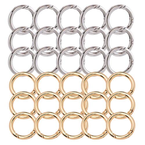 일월전빵 원터치 오픈형 오링 13mm 16mm 19mm 25mm 세트 악세사리 DIY 부자재 키링 공예 BA-J025, 30개, 골드+실버 상세 이미지 1