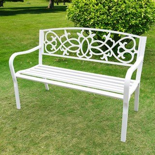 [당일발송] 샤인 2인용 철제벤치 정원 가든 포토존 야외벤치, 화이트할인