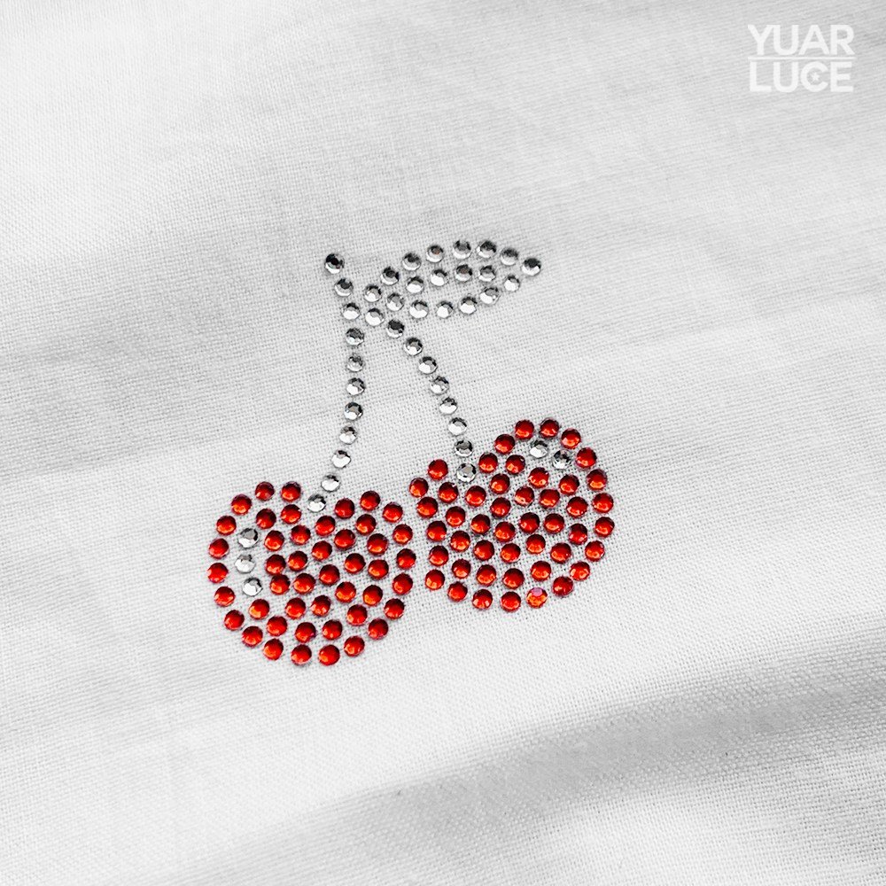 유아루체 스위트 체리 Cherry - 핫픽스모티브 리폼 단체복 큐빅 앵두 과일패턴 의류전사지, 1개 상세 이미지 1