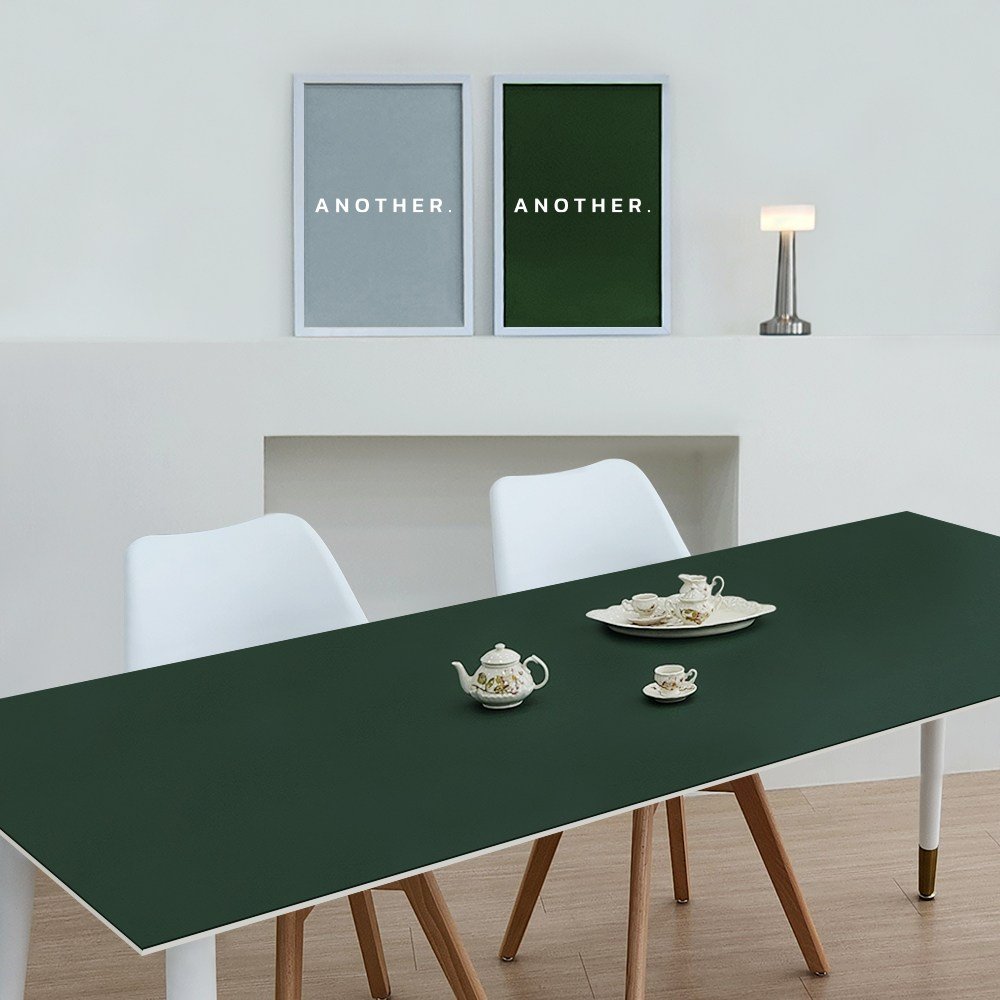 에이원 데스크 패드 식탁 테이블 매트 가죽 방수 식탁보 테이블보, 80x120cm, 그린/그레이 상세 이미지 1