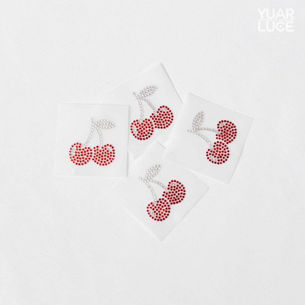 유아루체 스위트 체리 Cherry - 핫픽스모티브 리폼 단체복 큐빅 앵두 과일패턴 의류전사지, 1개 상세 이미지 2