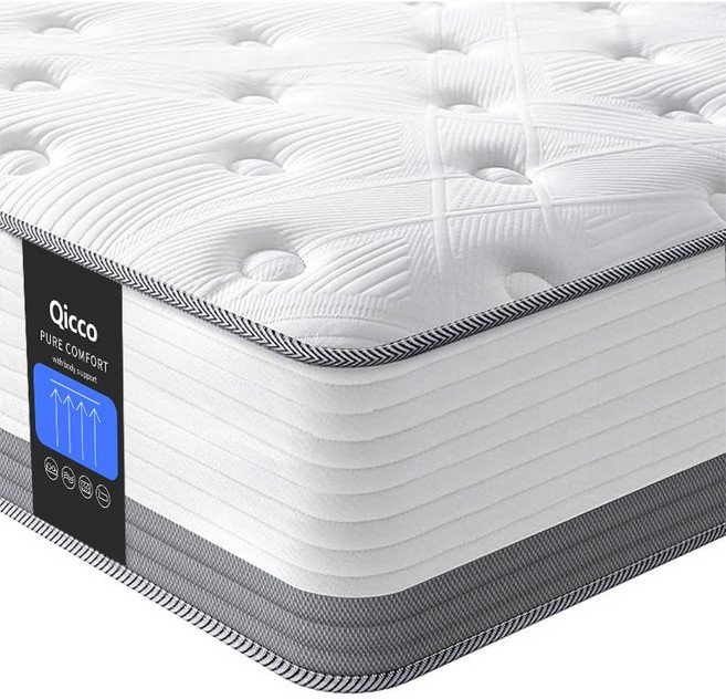 Qicco 침대 매트리스 무음 포켓스프링 바닥 매트리스, 20cm, 중간할인