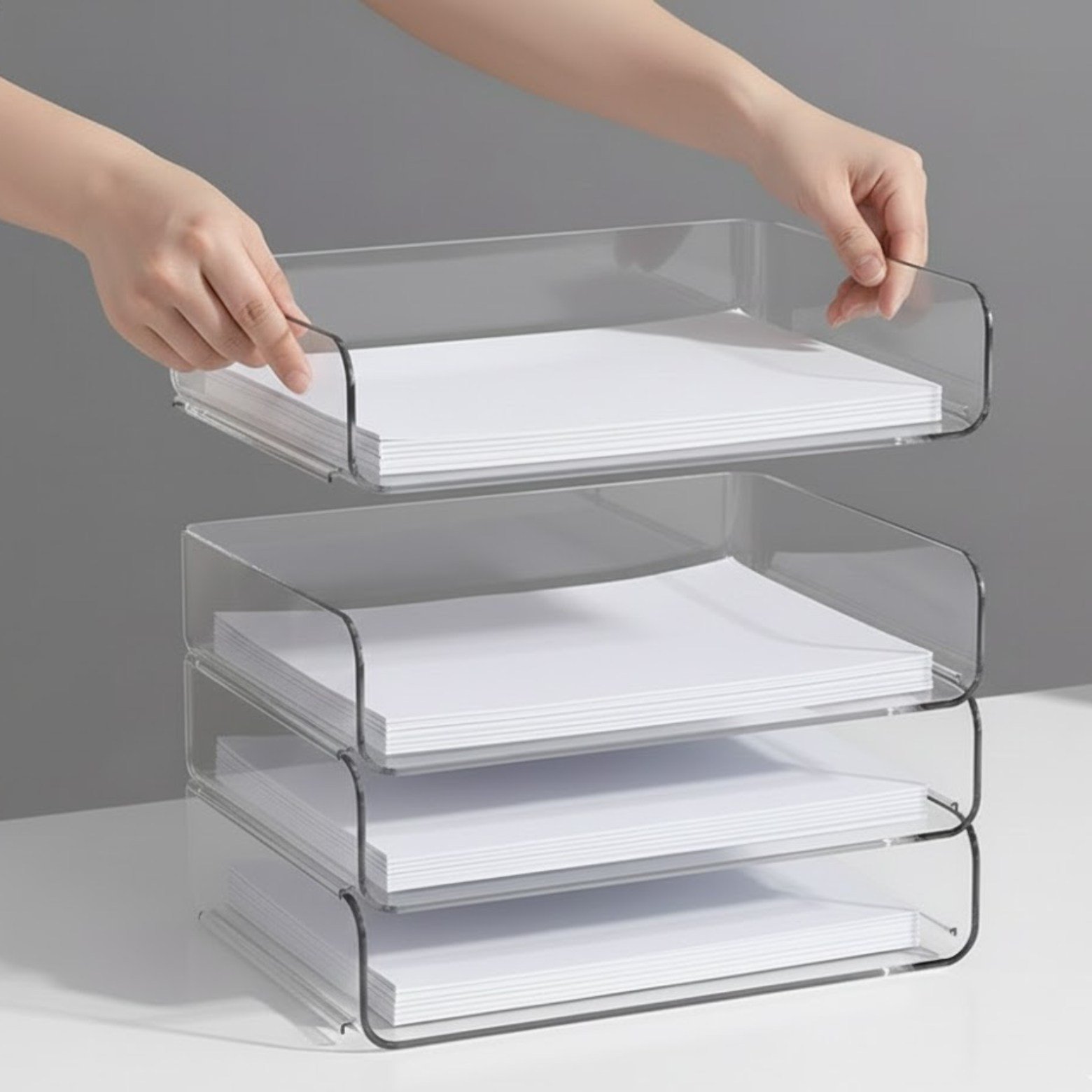 룸앤업 A4 서류 완벽정리 보관 트레이 정리함, 3단, 투명쿠폰할인· 2일 남음 상세 이미지 1