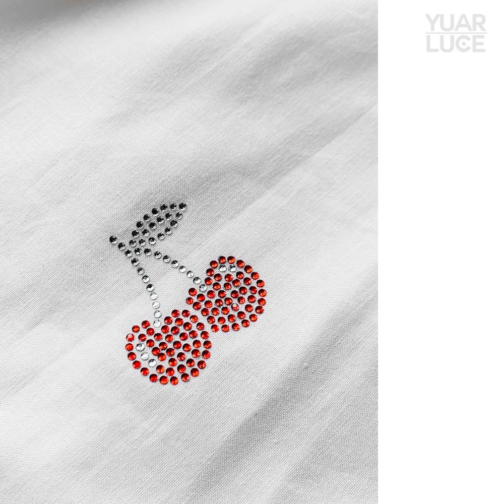 유아루체 스위트 체리 Cherry - 핫픽스모티브 리폼 단체복 큐빅 앵두 과일패턴 의류전사지, 1개 상세 이미지 2