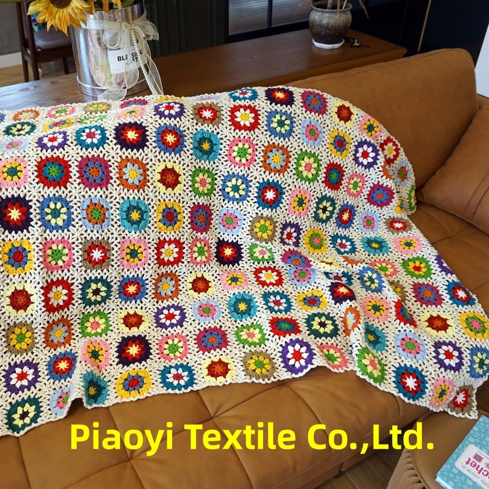 Hblanket 손뜨개 소파 담요 코바늘 소품 그래니 스퀘어 크로쉐 블랭킷 러너150x100할인 상세 이미지 1