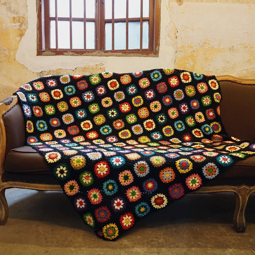 Hblanket 손뜨개 소파 담요 코바늘 소품 그래니 스퀘어 크로쉐 블랭킷 러너150x100할인 상세 이미지 1
