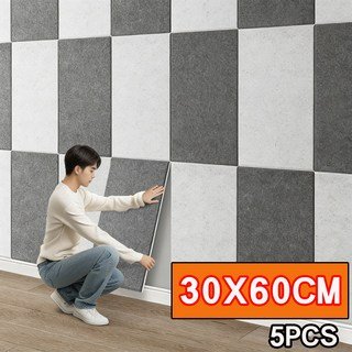 Tixpra 접착형 흡음판 흡음재 문소음방지 홈테리어 2in1차음시트 벽지, 5개, 다크 그레이할인