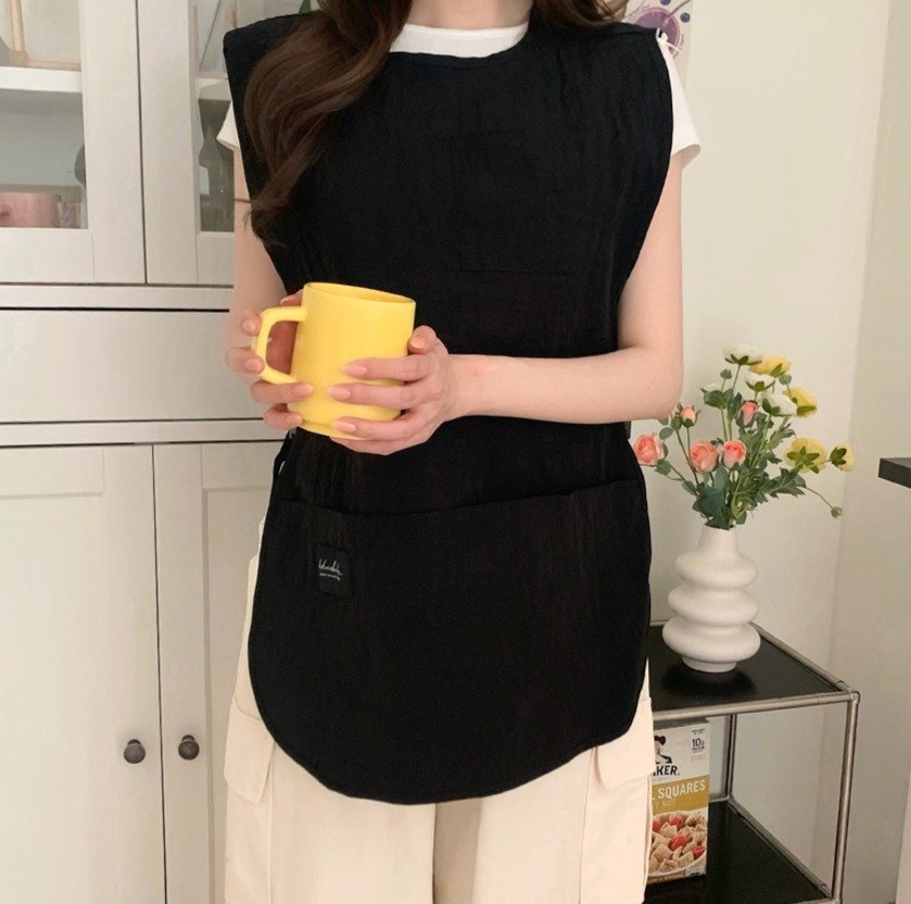깨비다 방수 조끼 앞치마 롱 ver, 블랙, 1개 상세 이미지 1