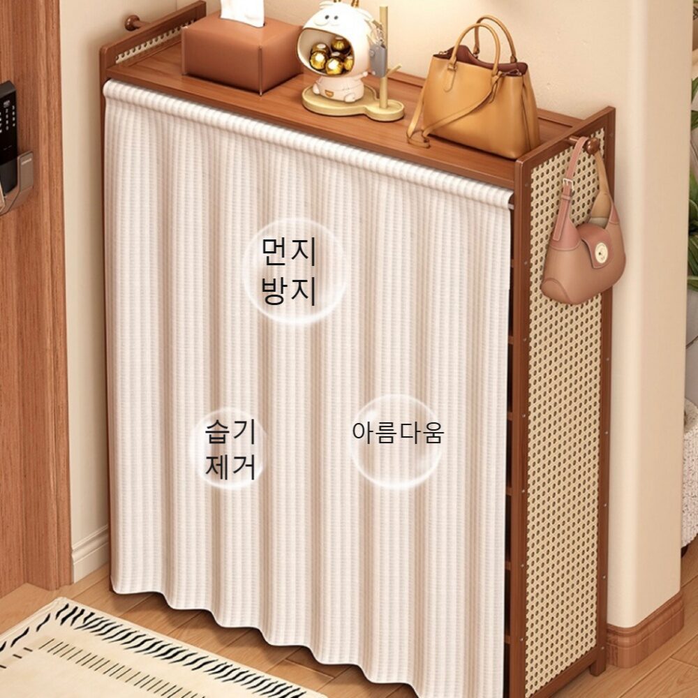현관 신발장 수납장 신발선반 신발수납장 좁은현관신발장 1410MM*250MM*1000MM, 9단, 브라운 상세 이미지 1