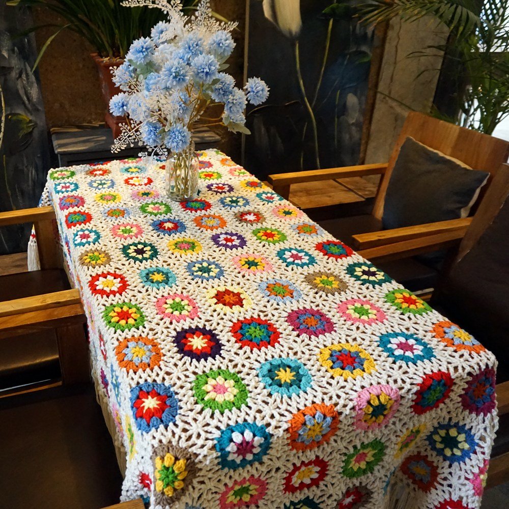 Hblanket 손뜨개 소파 담요 코바늘 소품 그래니 스퀘어 크로쉐 블랭킷 러너150x100할인 상세 이미지 1