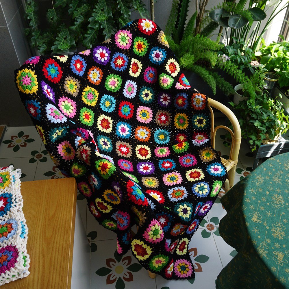 Hblanket 손뜨개 소파 담요 코바늘 소품 그래니 스퀘어 크로쉐 블랭킷 러너150x100할인 상세 이미지 1