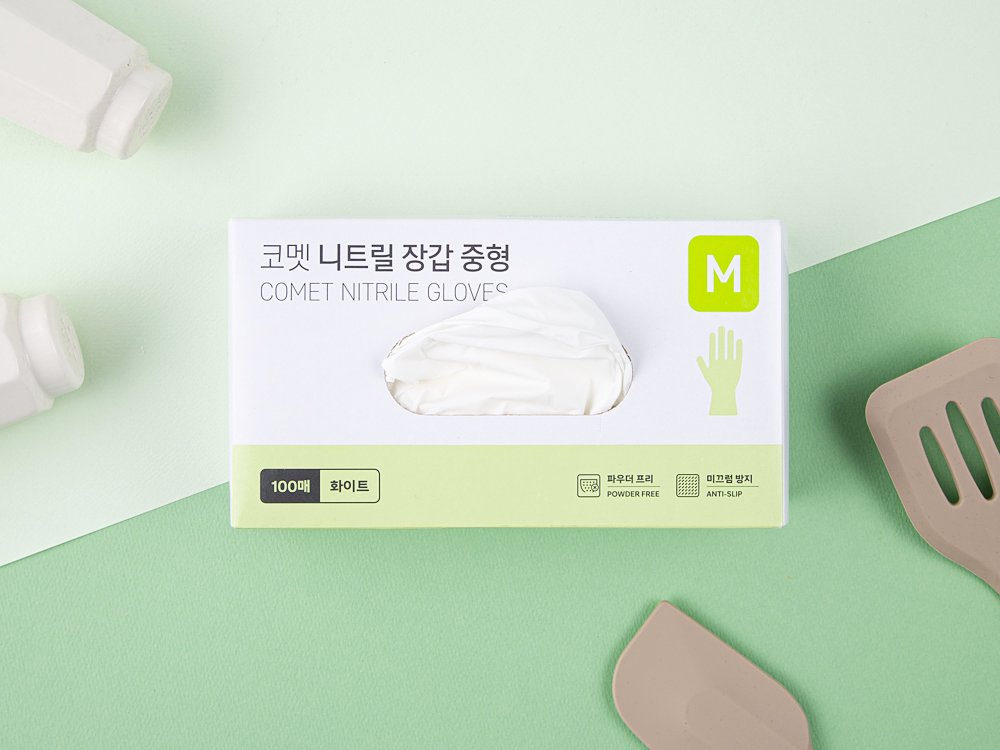 코멧 니트릴장갑 화이트, 중(M), 100개입, 1개 상세 이미지 2