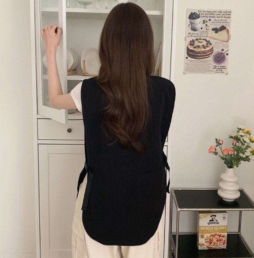 깨비다 방수 조끼 앞치마 롱 ver, 블랙, 1개 상세 이미지 2