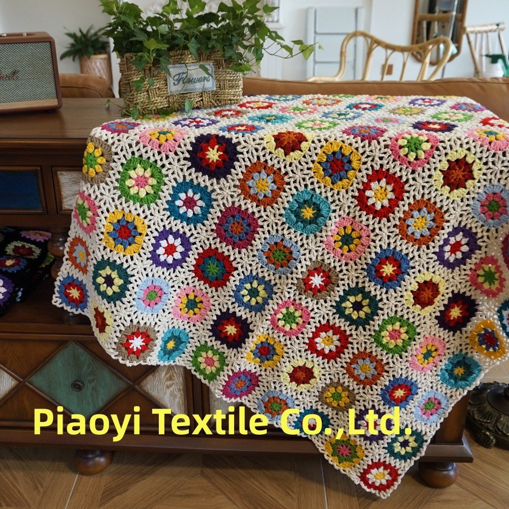 Hblanket 손뜨개 소파 담요 코바늘 소품 그래니 스퀘어 크로쉐 블랭킷 러너150x100할인 상세 이미지 2