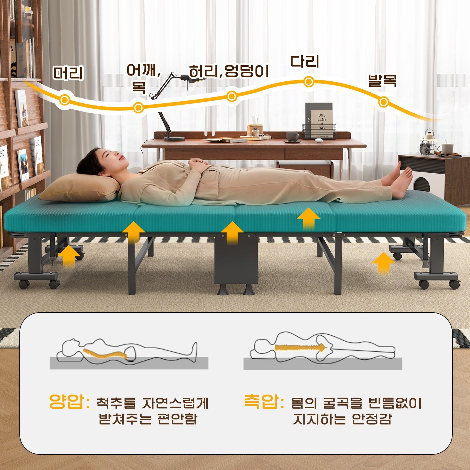 키루에 접이식침대 1인 폴딩 간이 침대 사무실 낮잠용 접침상 침대할인 상세 이미지 2