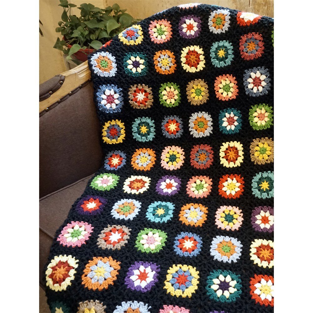 Hblanket 손뜨개 소파 담요 코바늘 소품 그래니 스퀘어 크로쉐 블랭킷 러너150x100할인 상세 이미지 2